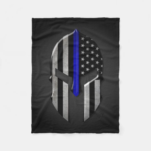 Molon Labe Thin Blue Line Fleece Deken (Voorkant)