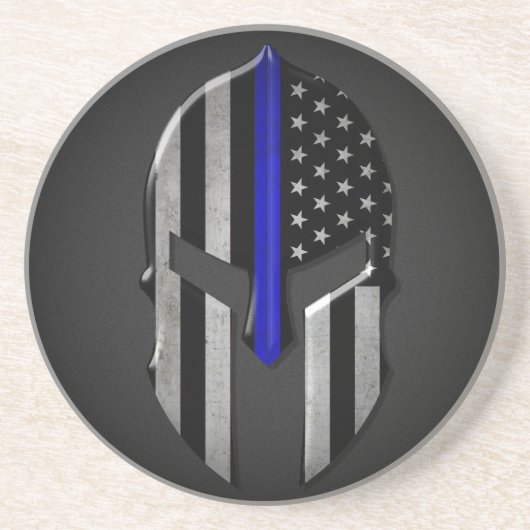Molon Labe Thin Blue Line Zandsteen Onderzetter (Voorkant)
