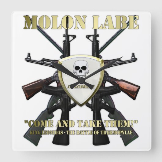 Molon Labe - tweede amendement Vierkante Klok (Voorkant)