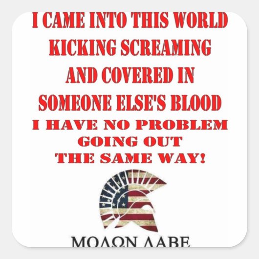 MOLON LABE VIERKANTE STICKER (Voorkant)