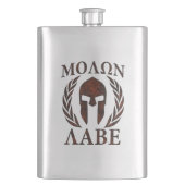 Molon Labe Warrior Laurels Iron Mask Heupfles (Voorkant)