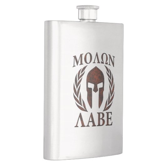 Molon Labe Warrior Laurels Iron Mask Heupfles (Rechts)