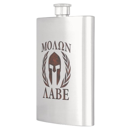 Molon Labe Warrior Laurels Iron Mask Heupfles (Links)
