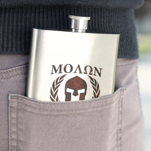 Molon Labe Warrior Laurels Iron Mask Heupfles (Voorbeeld)