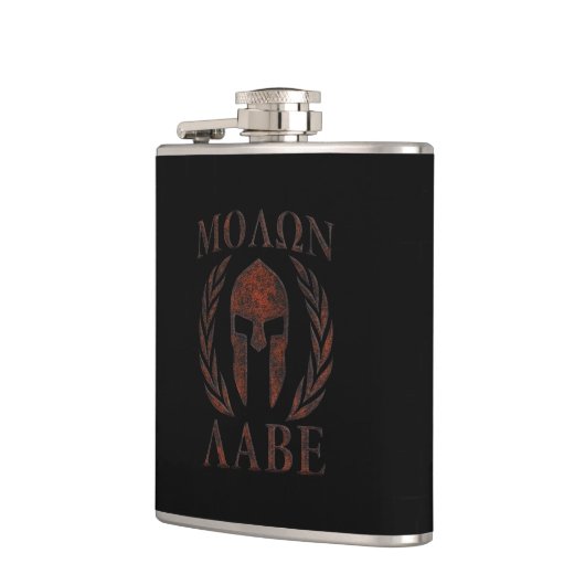 Molon Labe Warrior Laurels Iron Mask Heupfles (Links)