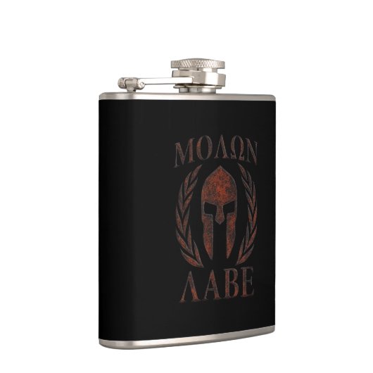 Molon Labe Warrior Laurels Iron Mask Heupfles (Rechts)