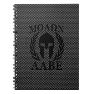 Molon Labe Warrior Laurels op zwarte koolstof Notitieboek