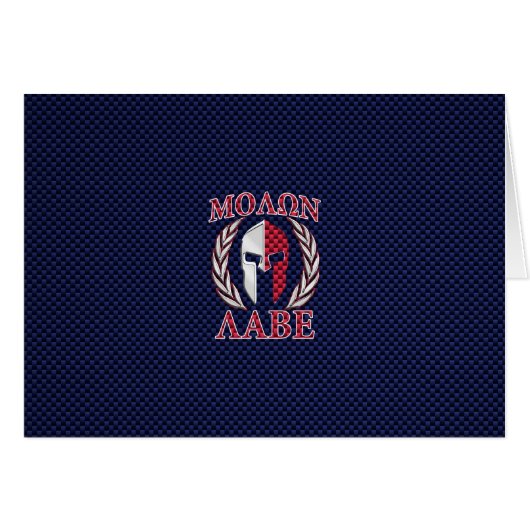 Molon Labe Warrior Mask Blue Carbon Fiber Print (Voorkant Horizontaal)