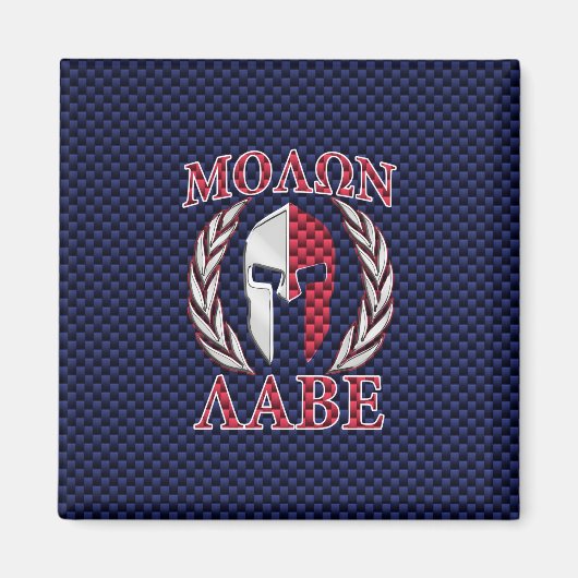 Molon Labe Warrior Mask Blue Carbon Fiber Print Magneet (Voorkant)