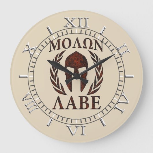 Molon Labe Warrior Mask Laurels Dial Grote Klok (Voorkant)