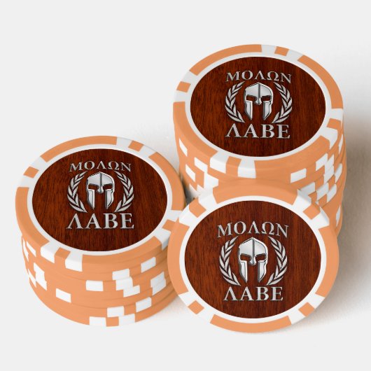 Molon Labe Warrior Mask Laurels in Chrome Poker Chips (Opstapeling)