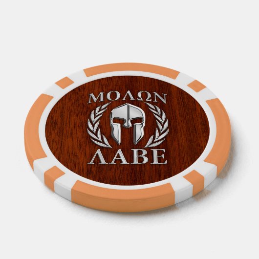 Molon Labe Warrior Mask Laurels in Chrome Poker Chips (Enkel)