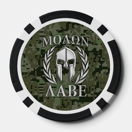 Molon Labe Warrior Mask Laurels in Chrome Poker Chips (Achterkant)