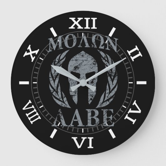 Molon Labe Warrior Mask Laurels on Black Dial Grote Klok (Voorkant)