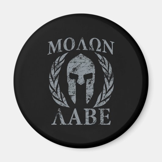 Molon Labe Warrior Mask Laurels on Black Magneet (Voorkant)