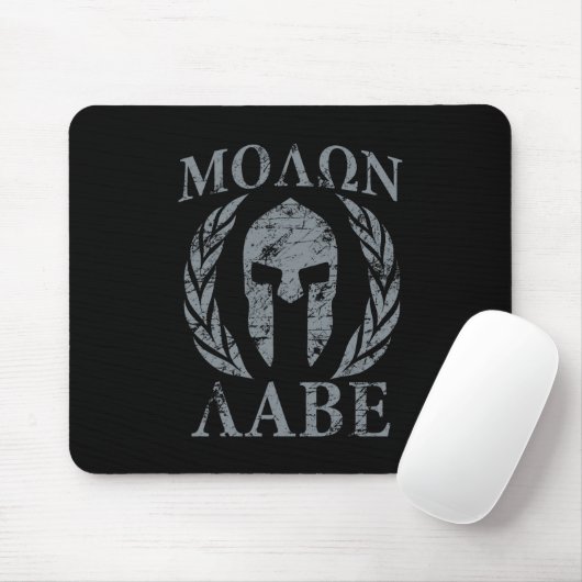 Molon Labe Warrior Mask Laurels on Black Muismat (Met muis)