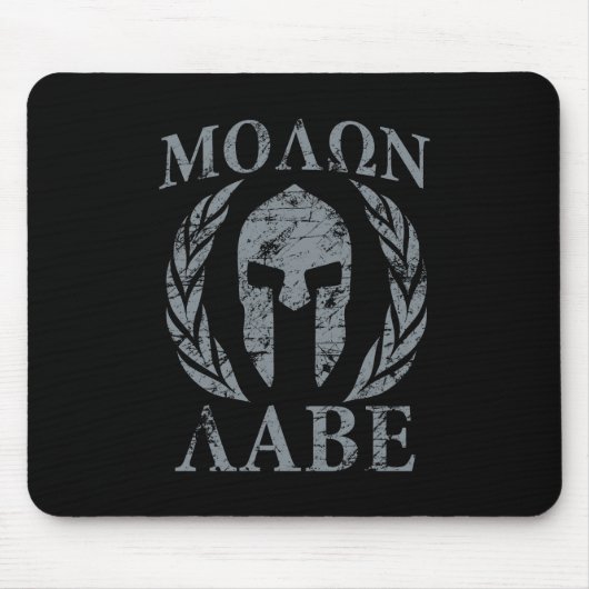 Molon Labe Warrior Mask Laurels on Black Muismat (Voorkant)