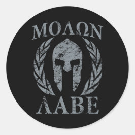 Molon Labe Warrior Mask Laurels on Black Ronde Sticker