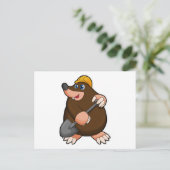 Mols met schep en veiligheidshelm briefkaart (Staand voorkant)