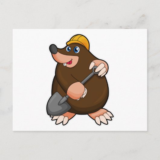 Mols met schep en veiligheidshelm briefkaart (Voorkant)