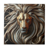 Molten Gold and Silver Metallic Majestic Lion Head Tegeltje (Voorkant)