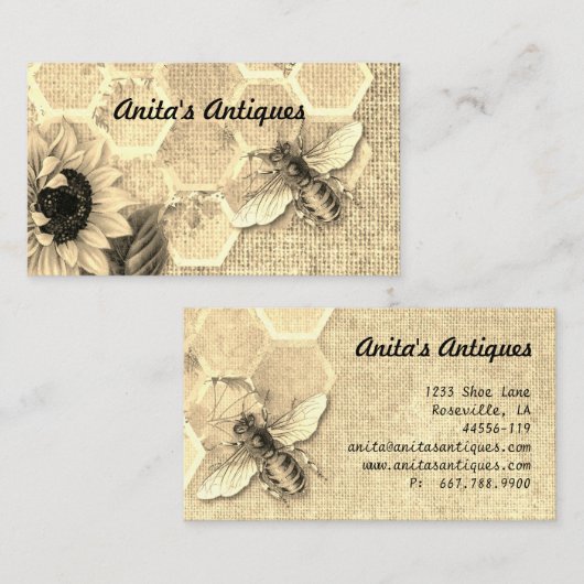 Molten Gold  bijen Honeycomb Pattern Visitekaartje (Voorkant / Achterkant)