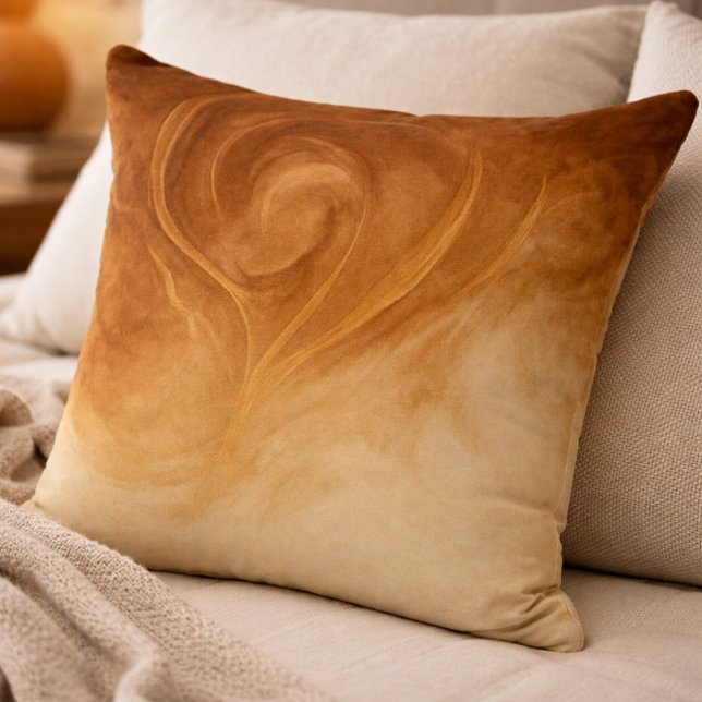 Molten Gold Swirl Throw Pillow Kussen (Molten brown and muted gold swirls bring warmth and depth to modern neutral spaces.)