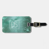 Molten Jade | Emerald Green Luxury Marble Bagagelabel (Voorkant horizontaal)