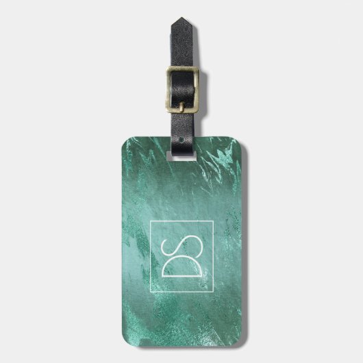 Molten Jade | Emerald Green Luxury Marble Bagagelabel (Voorkant verticaal)