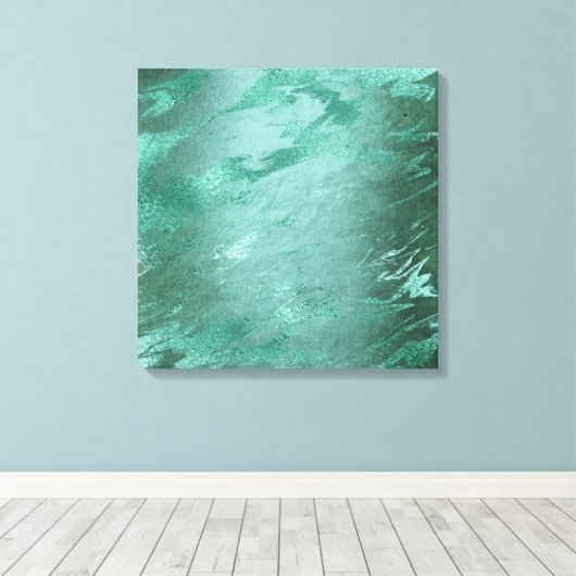 Molten Jade | Emerald Green Luxury Marble Canvas Afdruk (Insitu (Houten vloer))