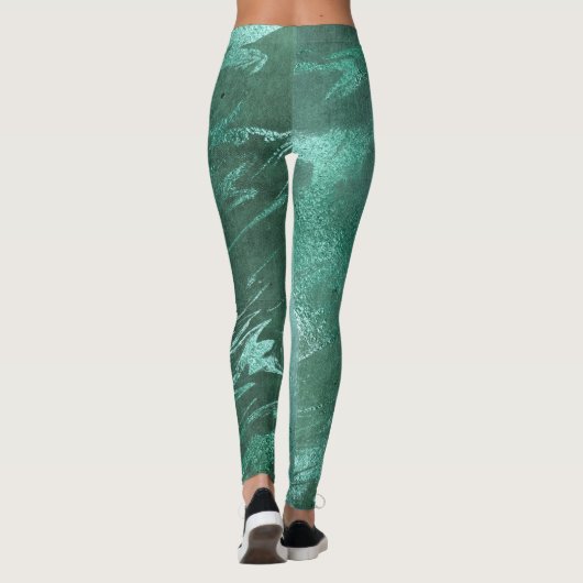 Molten Jade | Emerald Green Luxury Marble Leggings (Achterkant)