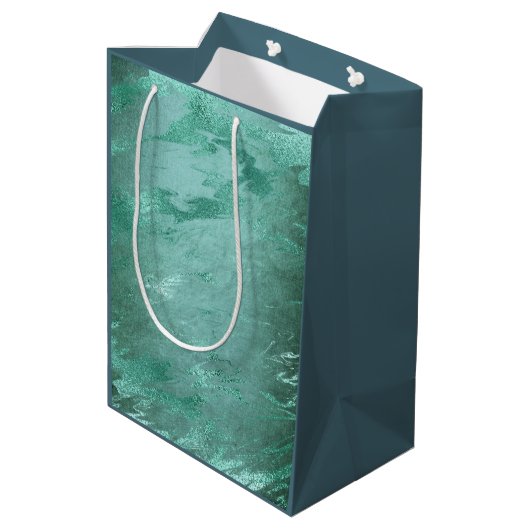 Molten Jade | Emerald Green Luxury Marble Medium Cadeauzakje (Achterkant Gekanteld)