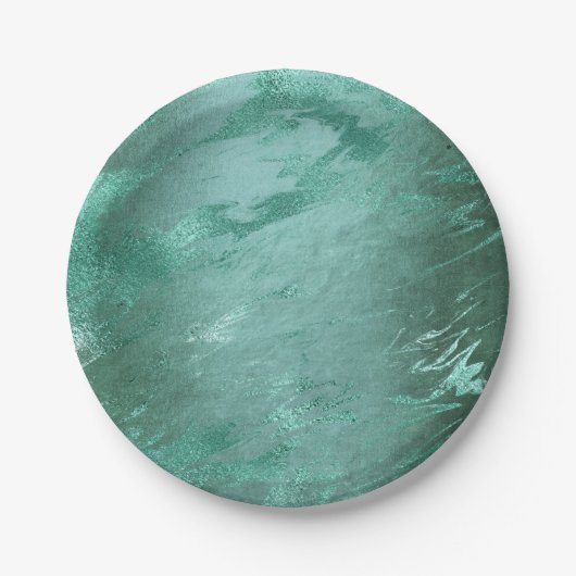 Molten Jade | Emerald Green Luxury Marble Papieren Bordje (Voorkant)