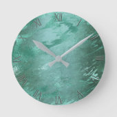 Molten Jade | Emerald Green Luxury Marble Ronde Klok (Voorkant)