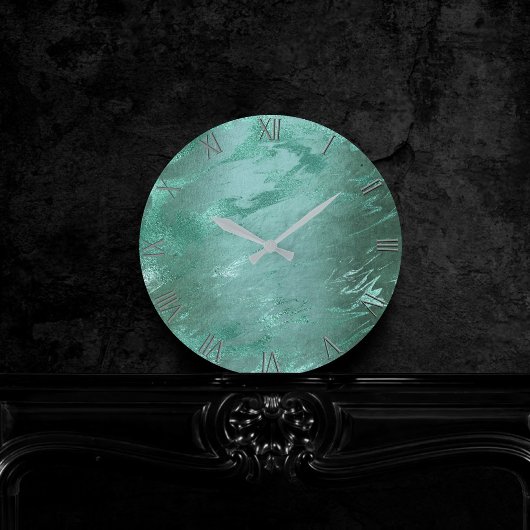 Molten Jade | Emerald Green Luxury Marble Ronde Klok