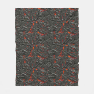 Molten lava vulcano zwart en rood fleece deken