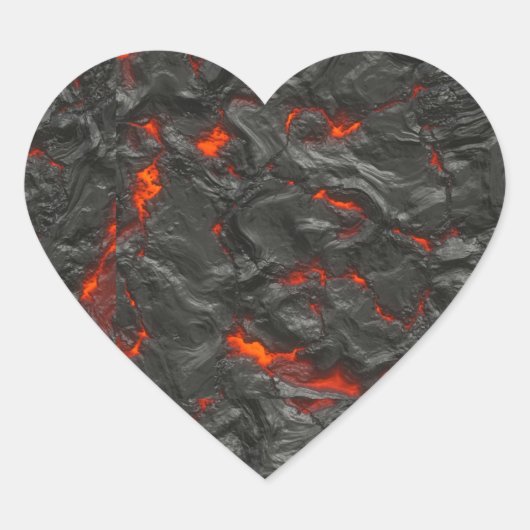 Molten lava vulcano zwart en rood hart sticker (Voorkant)