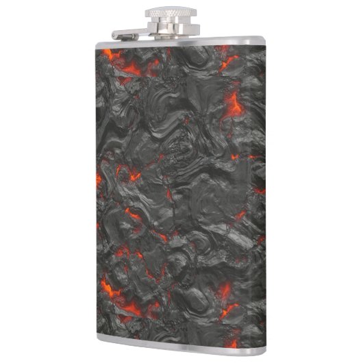 Molten lava vulcano zwart en rood heupfles (Links)