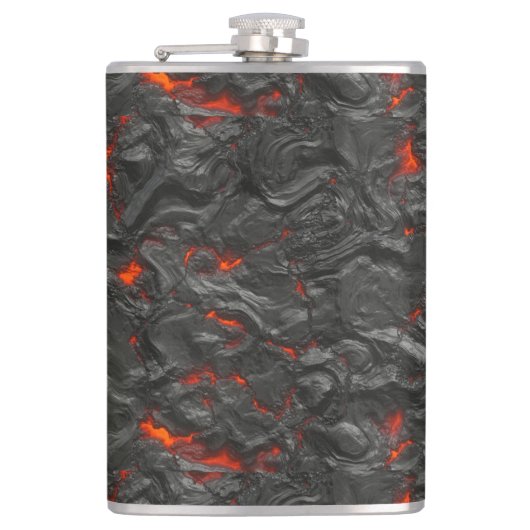 Molten lava vulcano zwart en rood heupfles (Voorkant)