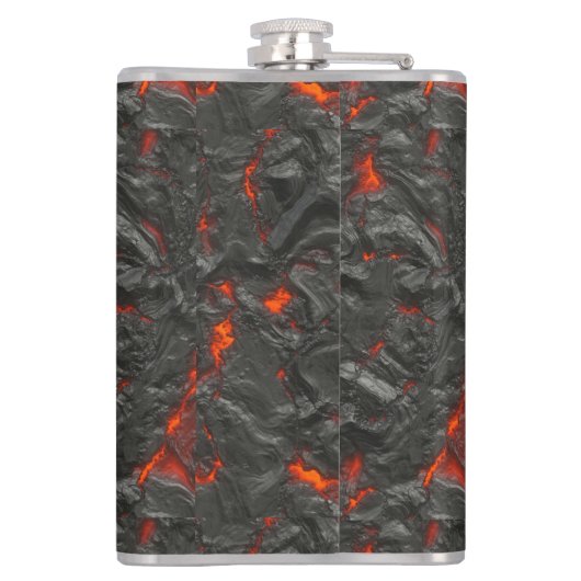 Molten lava vulcano zwart en rood heupfles (Achterkant)