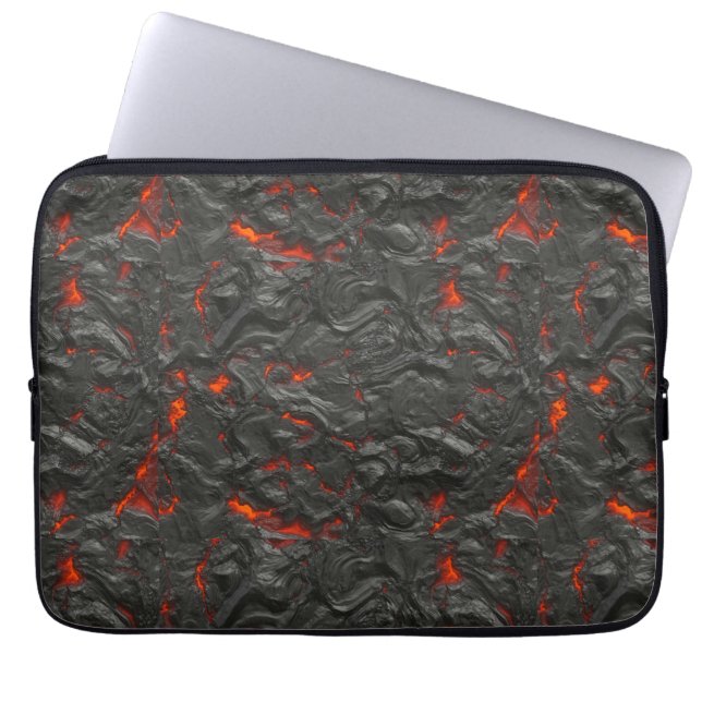 Molten lava vulcano zwart en rood laptop sleeve (Voorkant)