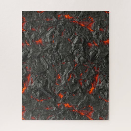 Molten lava vulcano zwart en rood legpuzzel (Verticaal)