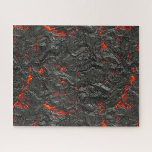 Molten lava vulcano zwart en rood legpuzzel (Horizontaal)