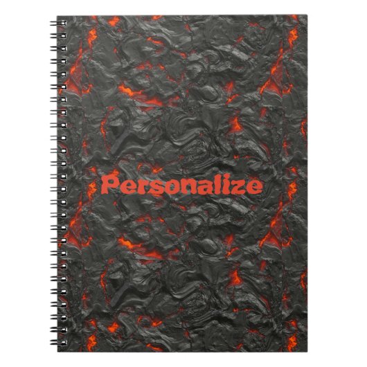 Molten lava vulcano zwart en rood notitieboek (Voorkant)