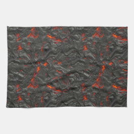 Molten lava vulcano zwart en rood theedoek