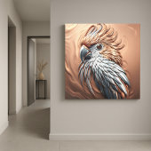 Molten Metallic Copper Gold Silver Cockatoo Parrot Canvas Afdruk