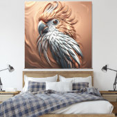 Molten Metallic Copper Gold Silver Cockatoo Parrot Canvas Afdruk (Insitu (Slaapkamer))