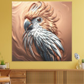 Molten Metallic Copper Gold Silver Cockatoo Parrot Canvas Afdruk (Insitu (Woonkamer))
