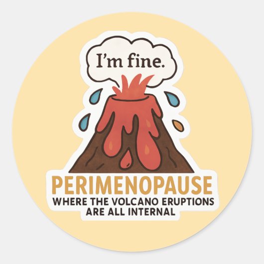Molten Mood Swing Sticker – Perimenopauze Vulkaan (Voorkant)