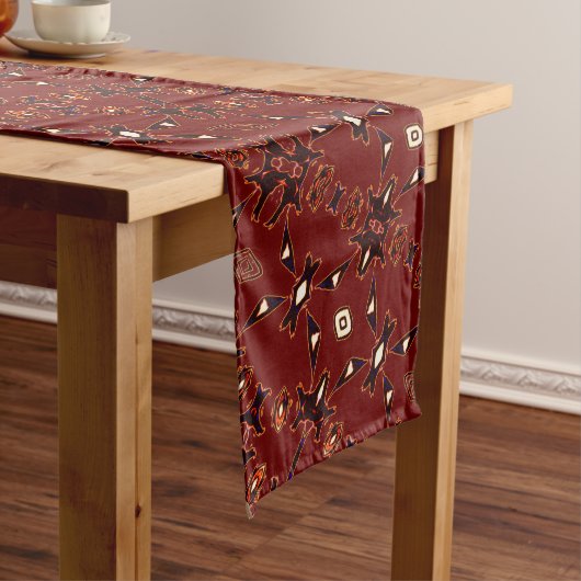 Molten Red Native Line Art Table Runner Lange Tafelloper (Voorbeeld)